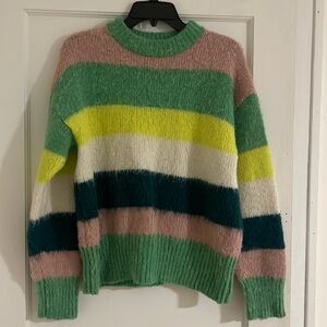 Target Brand a new day Green Striped Fuzzy Sweater | Size L